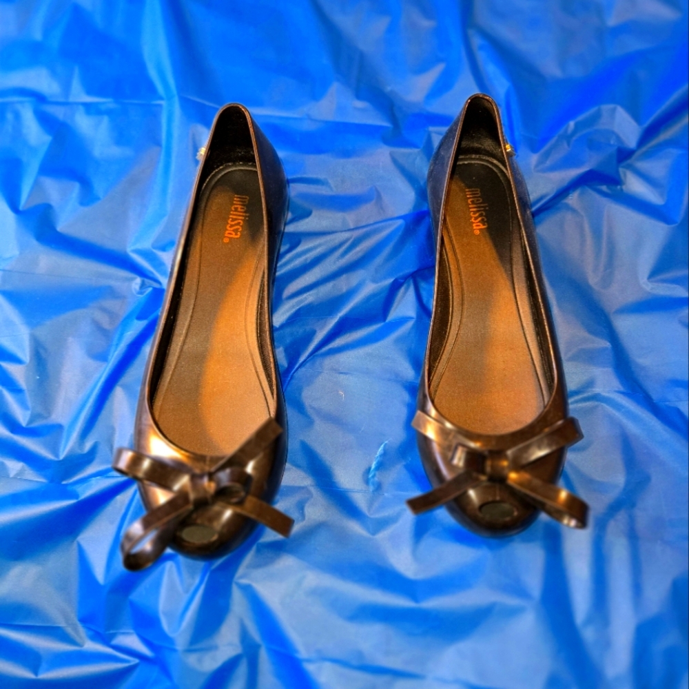 MELISSA’S Black Peep Toe Flats. Women's Size 7